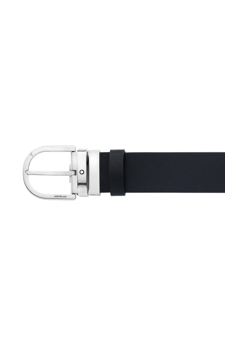 Montblanc Horseshoe Buckle Reversible Leather Belt, Alternate, color, Black | Burgundy