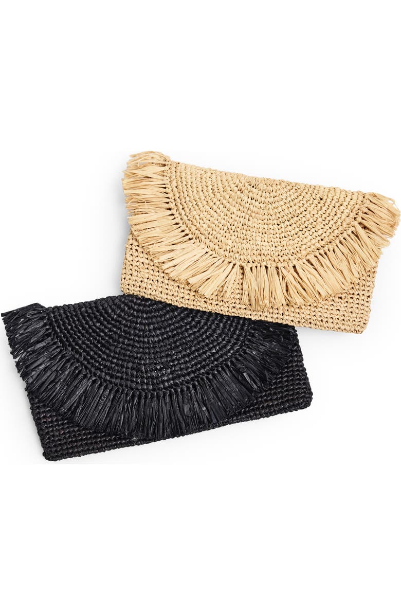 Vitamin A<sup>®</sup> Palma Raffia Clutch, Alternate, color, Black