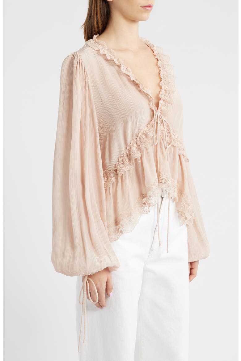 Glicine Lace Trim Top, Alternate, color, PALE PINK