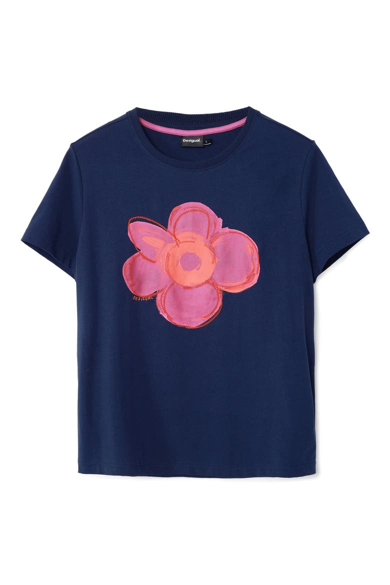 Floral Graphic T-Shirt, Alternate, color, BLUE