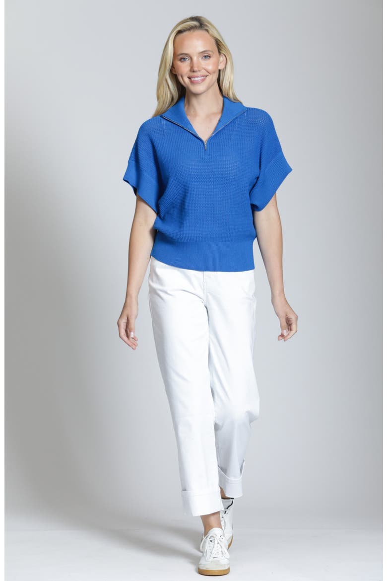 Open Stitch Quarter Zip Sweater, Alternate, color, COBALT BLUE