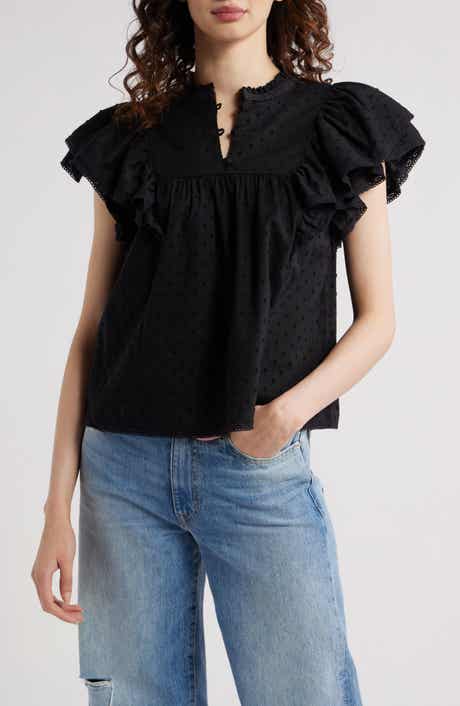 Treasure & Bond Ruffle Sleeve Clip Dot Top