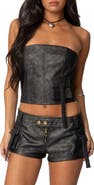 EDIKTED Ryan Strapless Faux Leather Cargo Corset Top