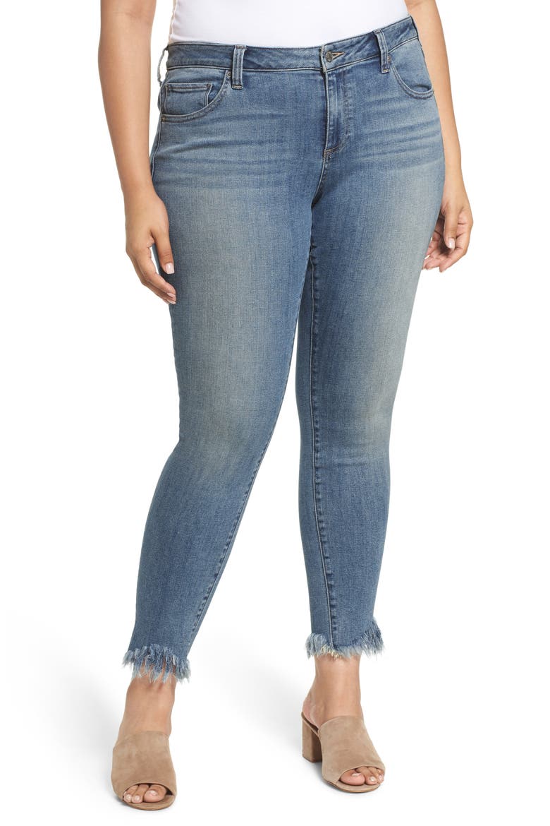 Ginger Fringed Hem Skinny Jeans, Main, color, THOREAU-P