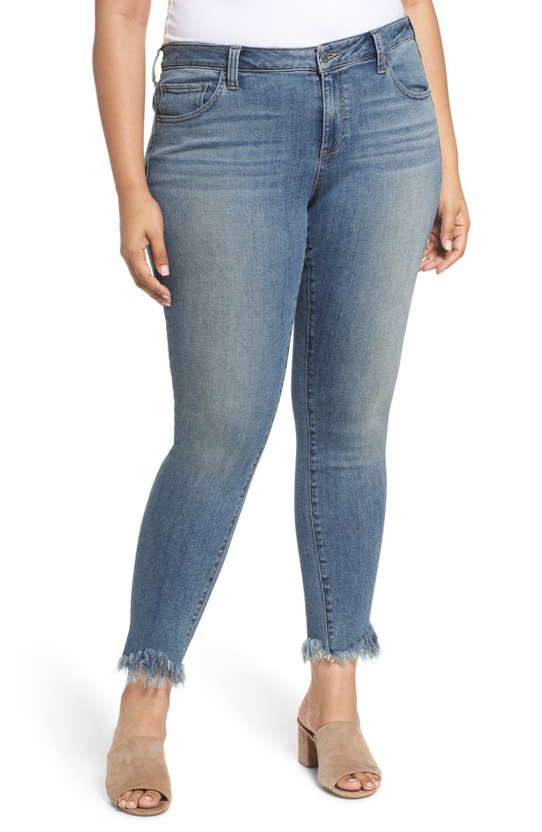 Lucky Brand Ginger Fringed Hem Skinny Jeans, Main, color, 