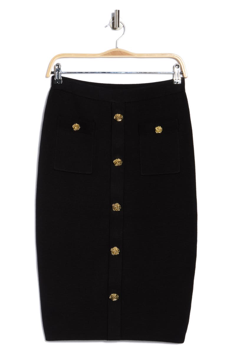 L'AGENCE Amira Knit Pencil Skirt, Alternate, color, Black/ Gold Rose