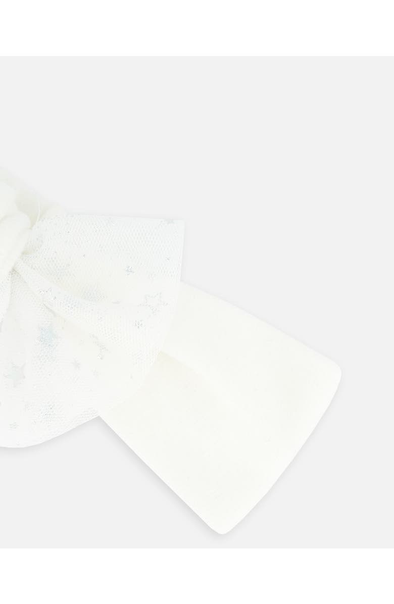 Deux par Deux Baby Girl's Headband With Glittering Tulle Bow Off White, Alternate, color,
