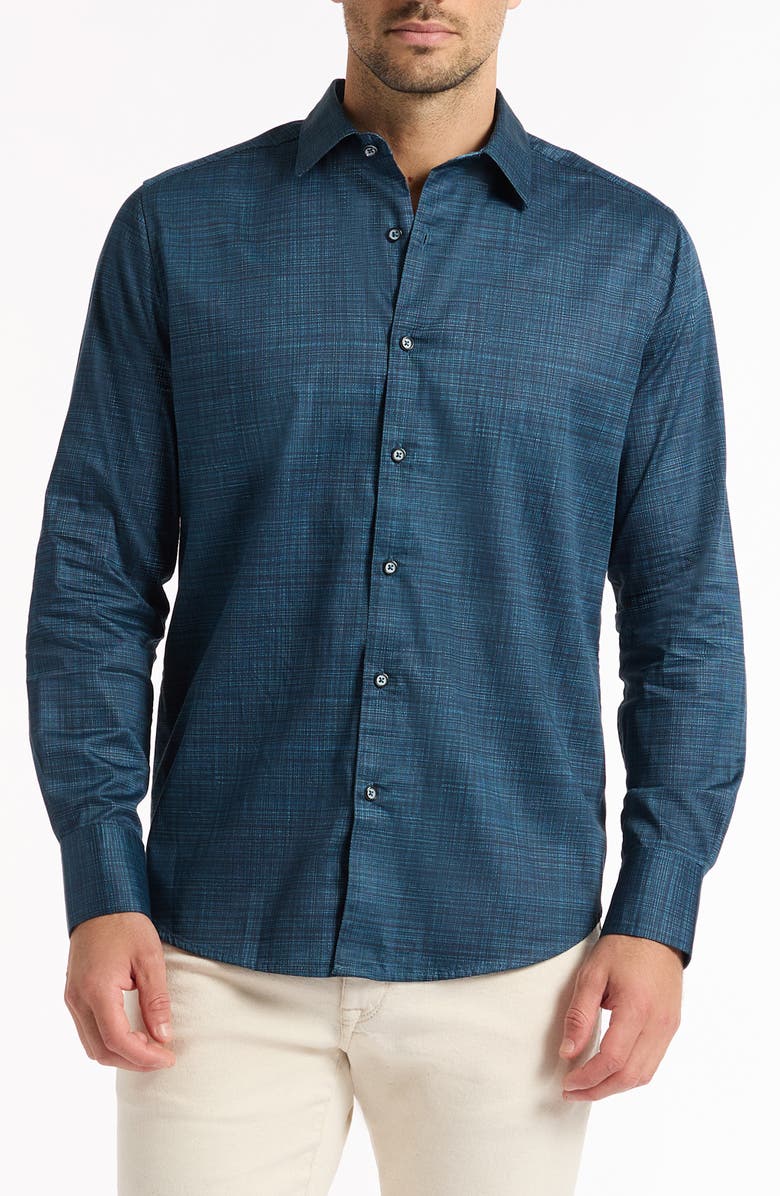 Robert Graham Roth Button-Up Shirt, Main, color, Teal