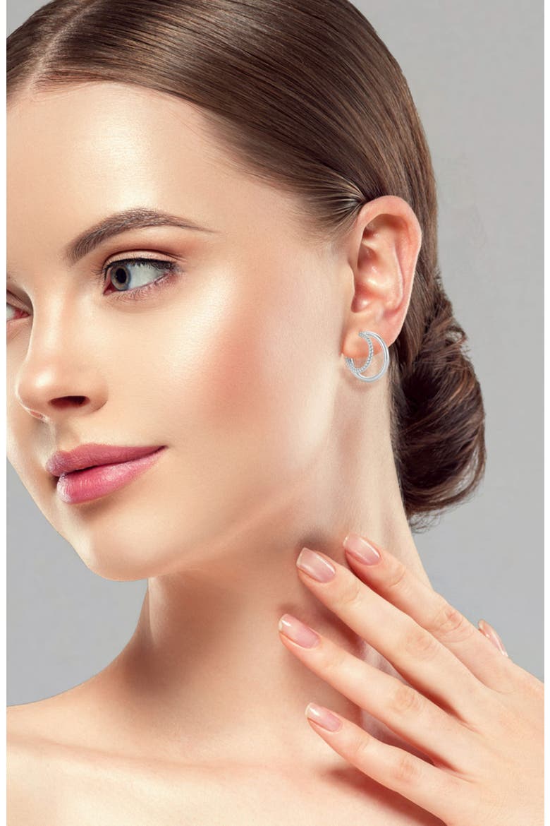 Double Hoop Earrings, Alternate, color, SILVER