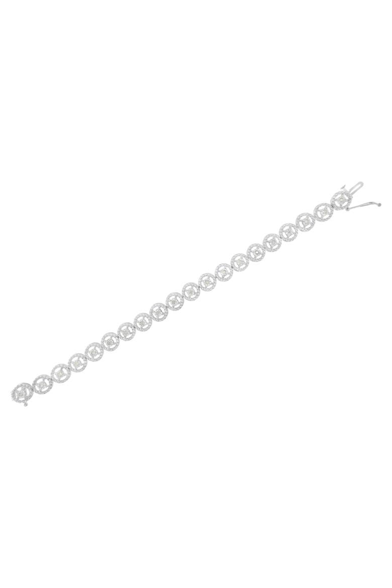 Silver 1/2 Ctw Diamond Nested Circle Miracle Set Open Wheel Link Bracelet, Alternate, color, White