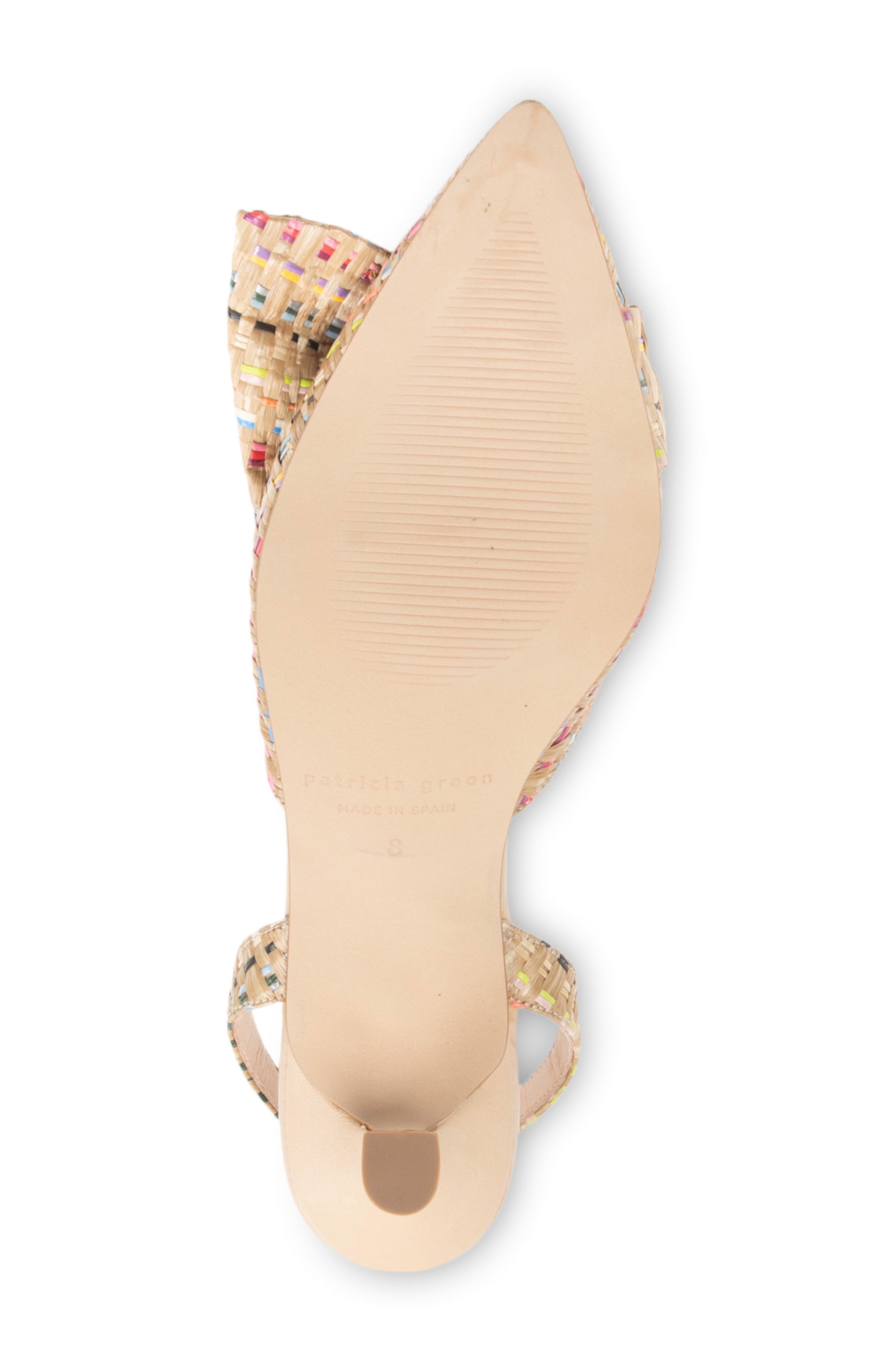 patricia green London Bow Pointed Toe Kitten Heel Pump, Alternate, color, Rainbow Raffia