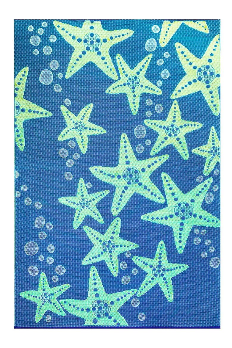 Starfish Blue & Green Rug, Main, color, blue and green
