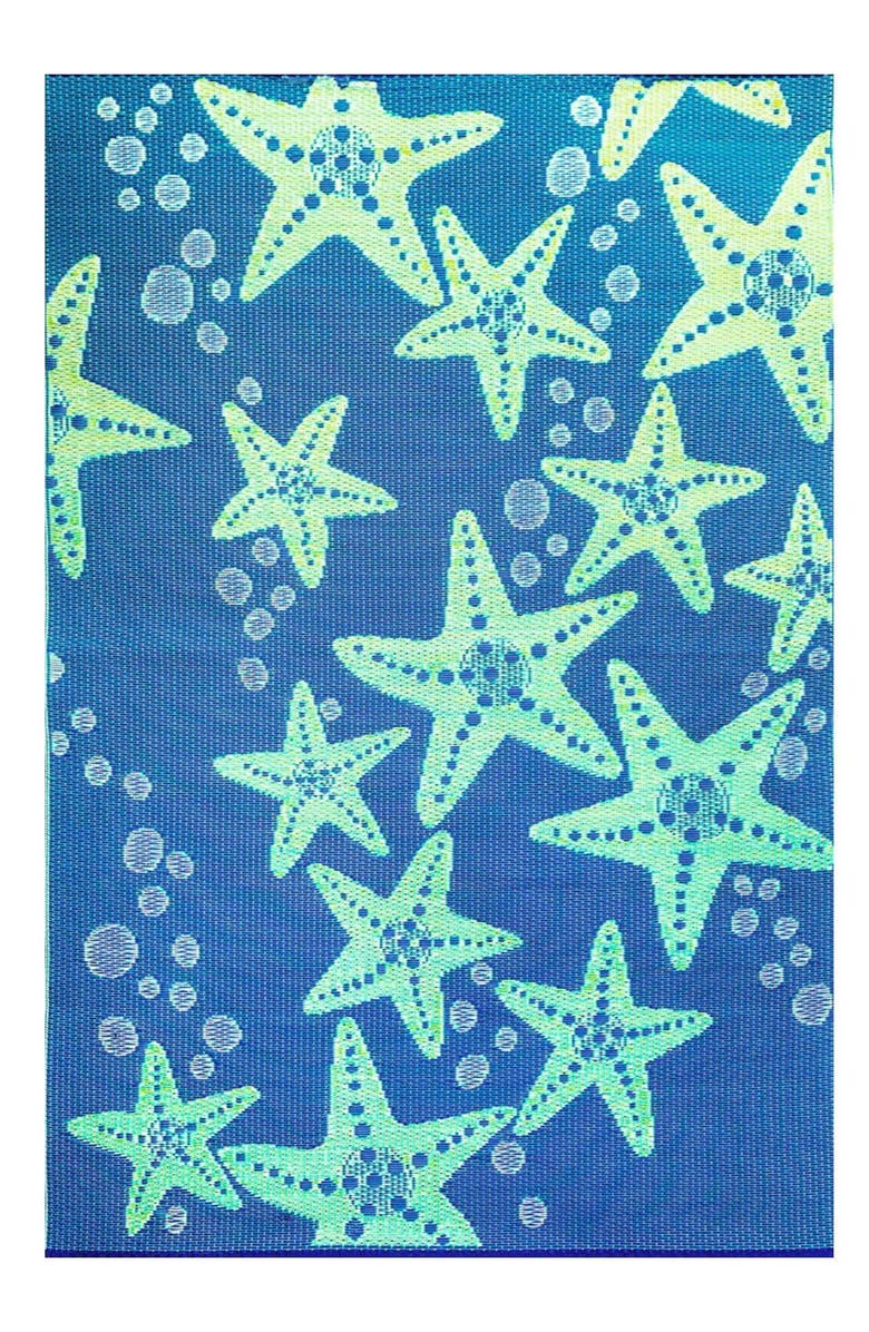 Mad Mats Starfish Blue & Green Rug, Main, color, Blue And Green