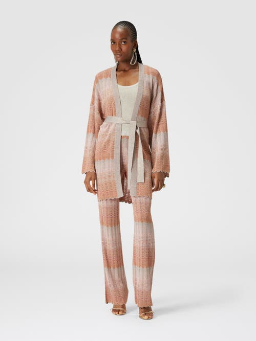 Shop Missoni Zigzag Greek Pattern Cardigan And Belt In Multicoloured