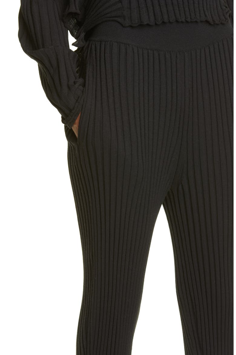 Rib Wool Blend Sweater Pants, Alternate, color, BLACK