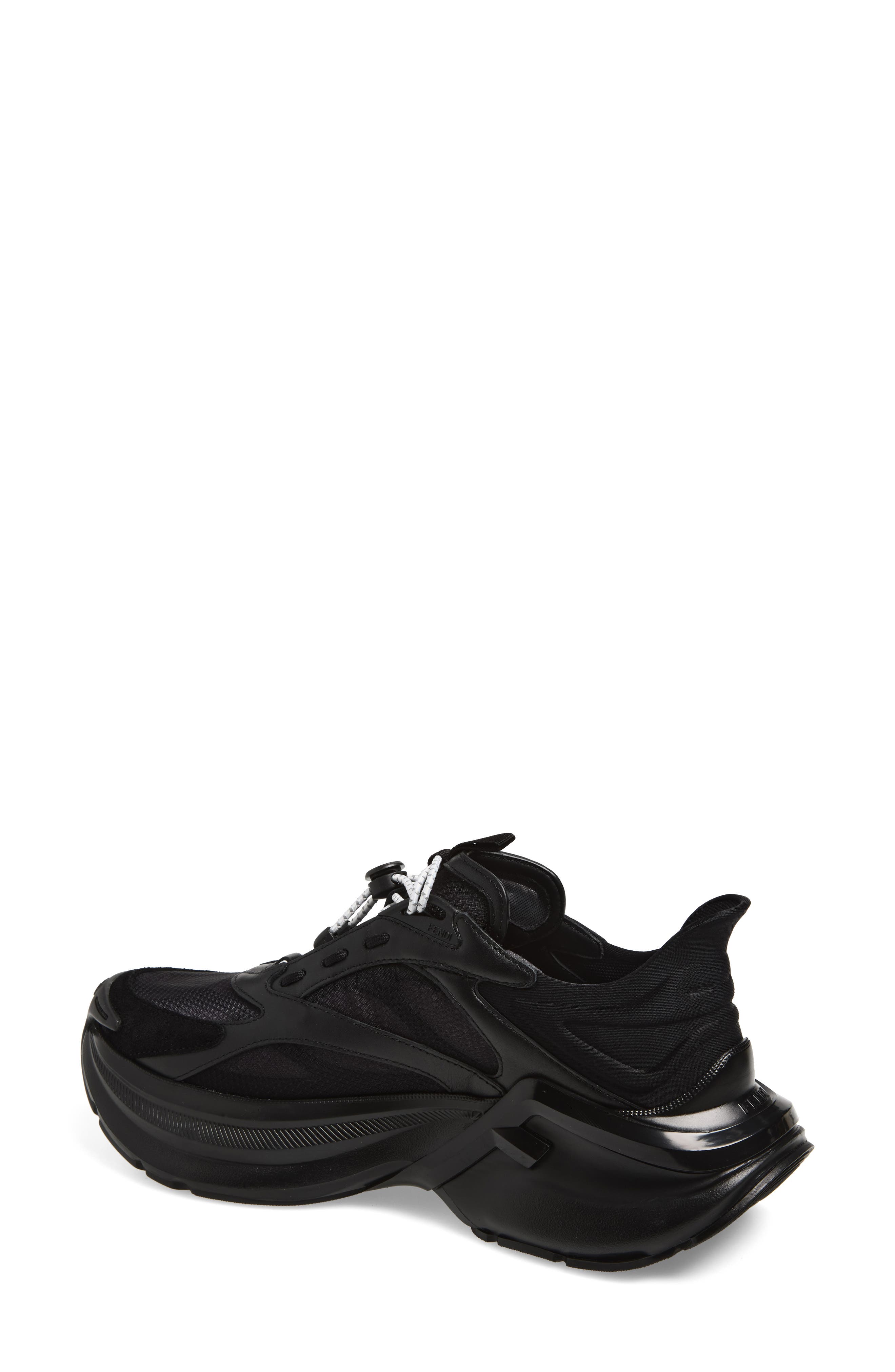 Fendi F-Light Mixed Media Sneaker, Alternate, color, Black