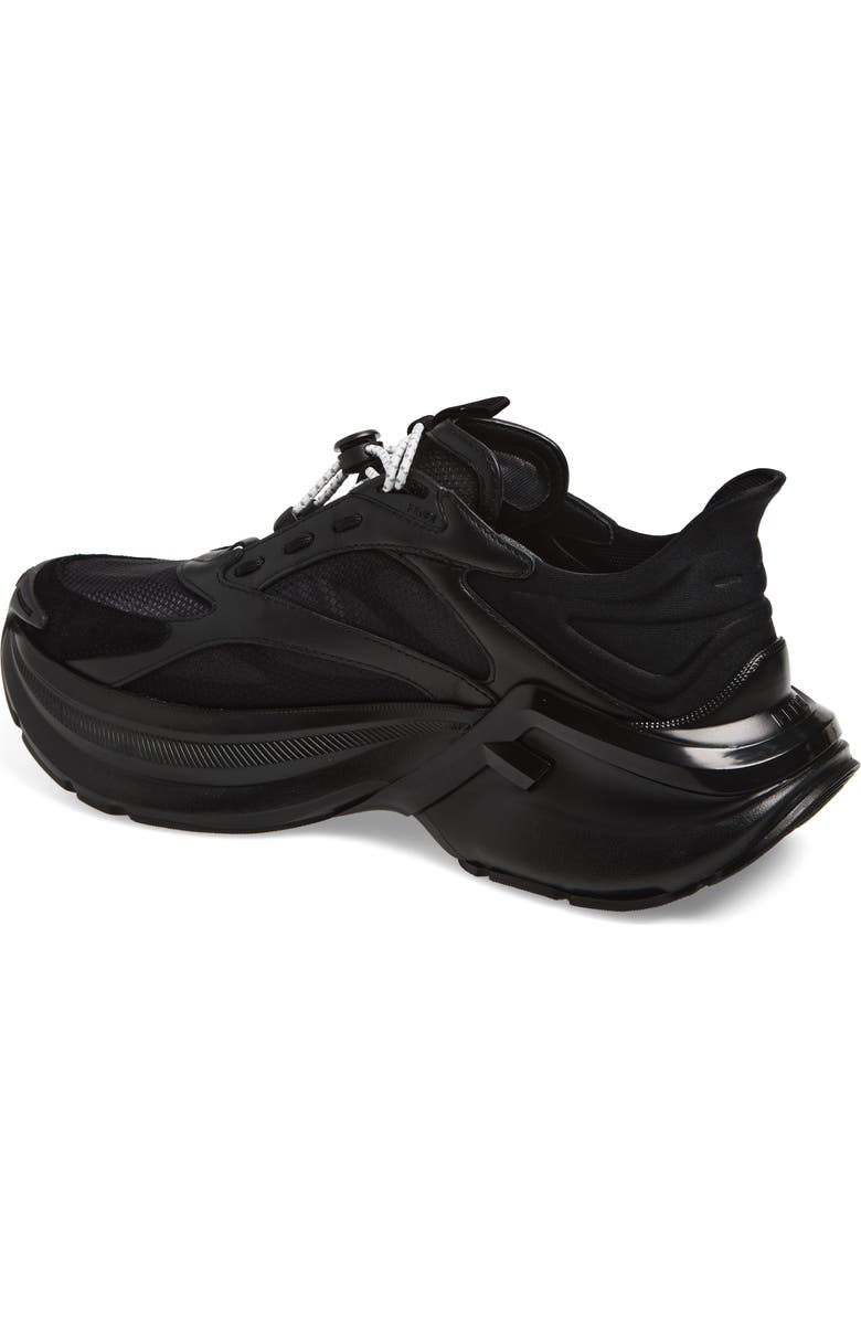 Fendi F-Light Mixed Media Sneaker, Alternate, color, Black