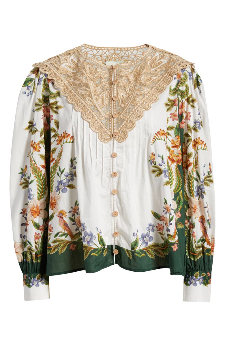 FARM Rio Sand Nature Lace Yoke Button-Up Shirt, Alternate, color, Nature Sand