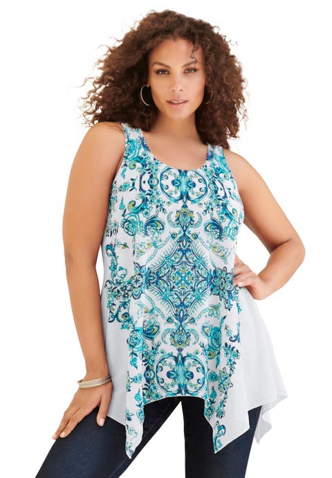 Plus Size Handkerchief Hem Tunic Tank Top