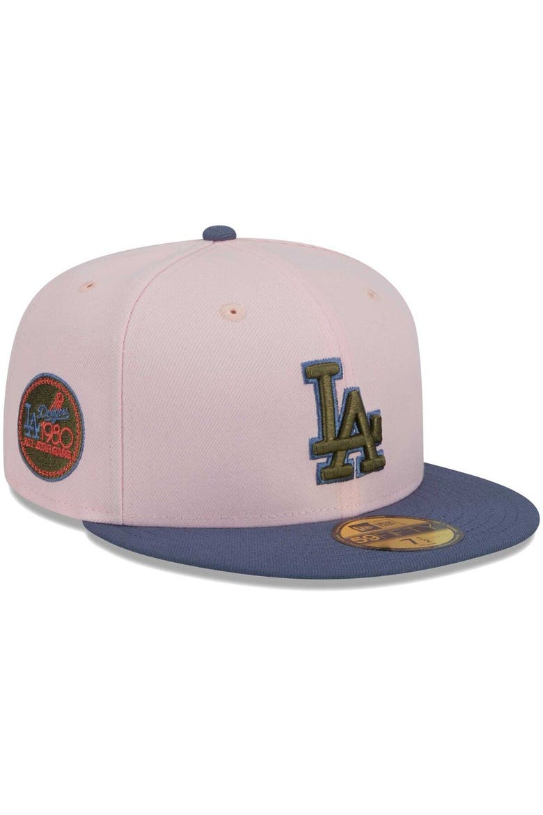 Men's New Era Pink/Blue Los Angeles Dodgers  Olive Undervisor 59FIFTY Fitted Hat, Main, color, Pink