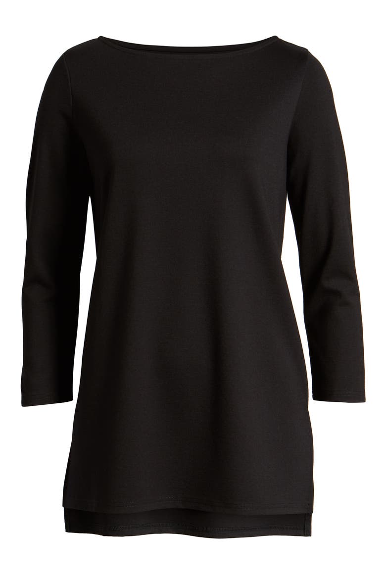 Boat Neck Ponte Knit Tunic, Alternate, color, BLACK