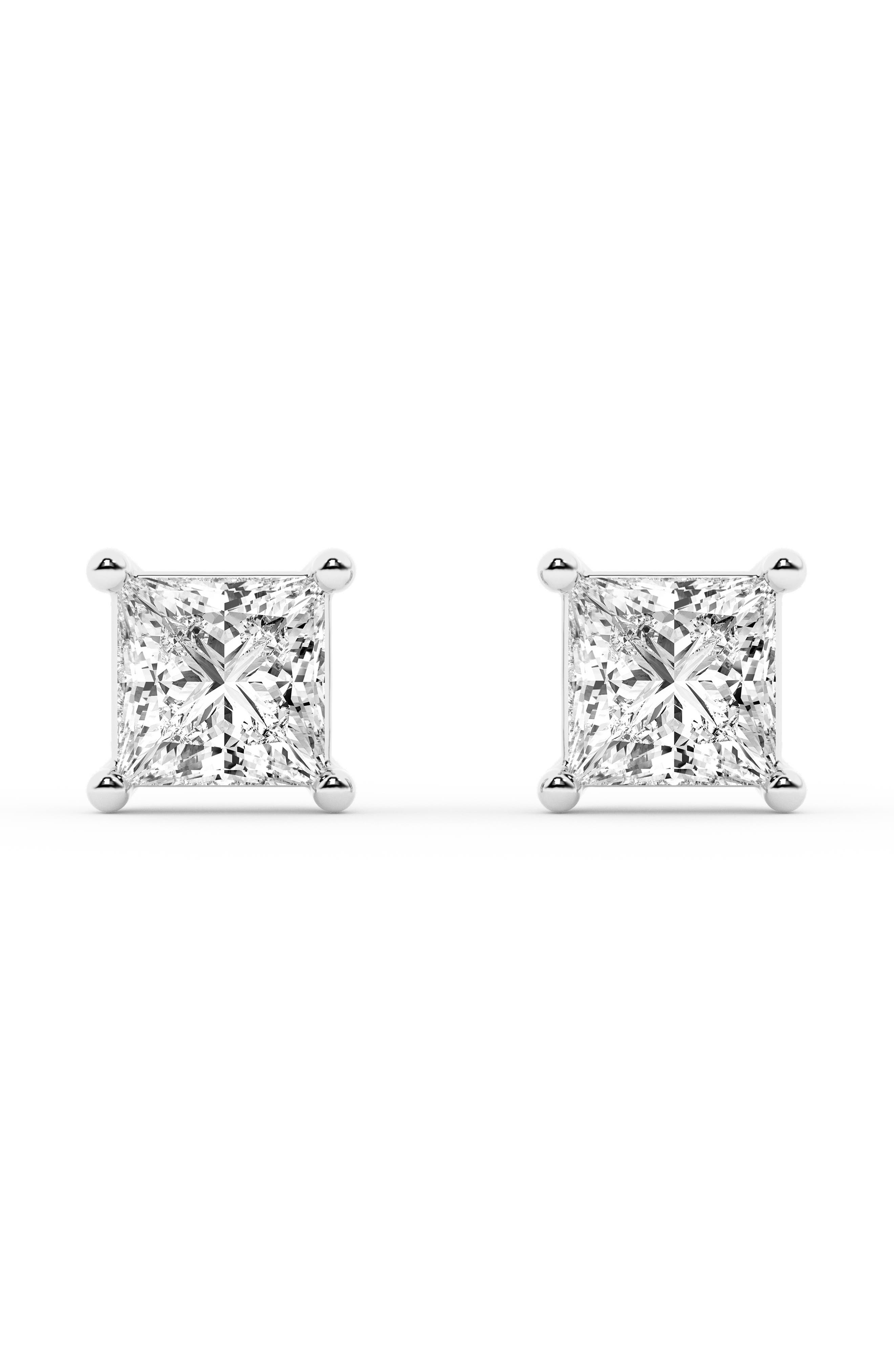 Badgley Mischka Collection Princess Cut Lab Grown Diamond Solitaire Stud Earrings