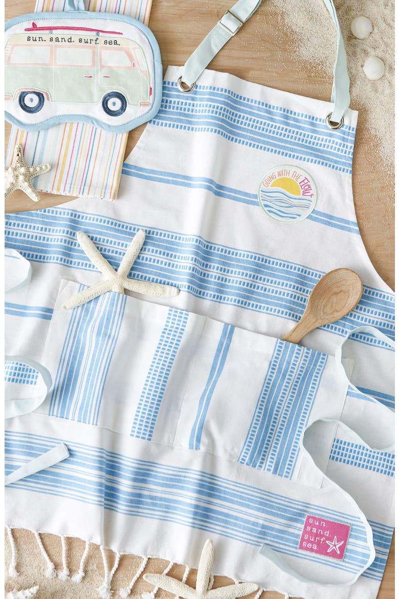 Going With The Flow Cotton Apron, Alternate, color, BLUE