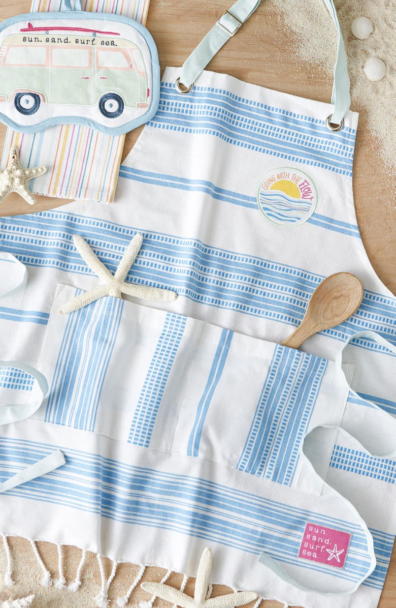 Design Imports Going With The Flow Cotton Apron, Alternate, color, Blue