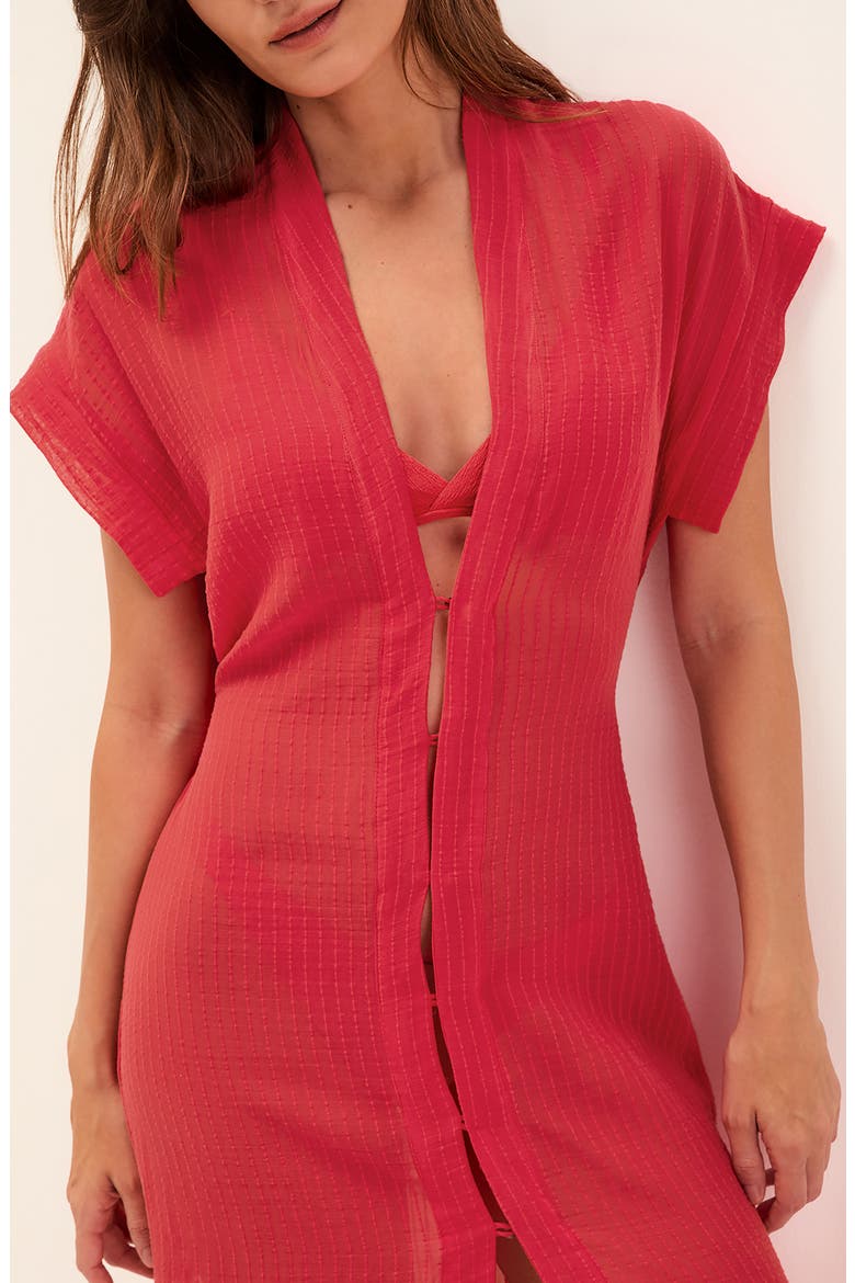 Fuji Cover-Up Midi Dress, Alternate, color, RED