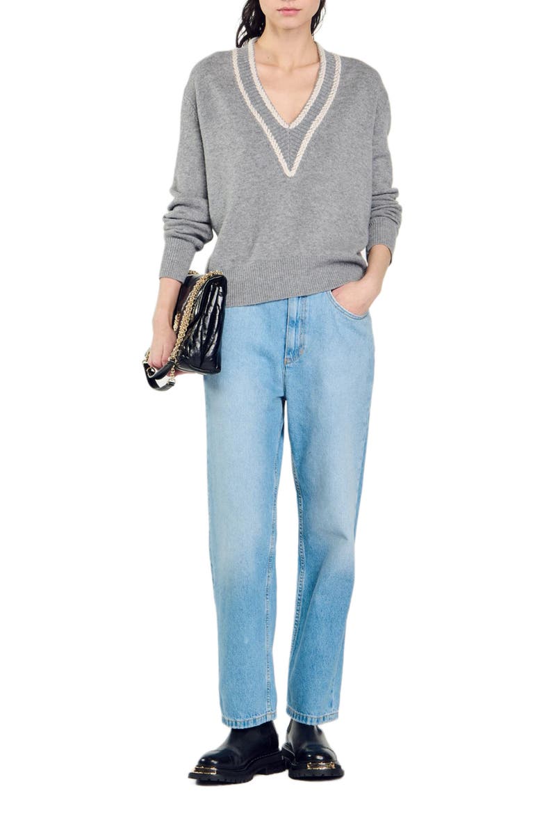 SANDRO Wool and cashmere sweater, Alternate, color, 