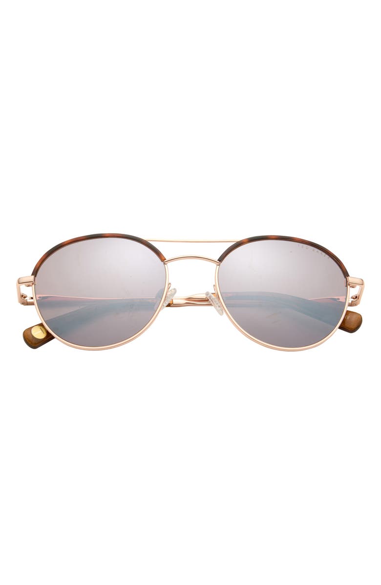 Ted Baker London 53mm Round Sunglasses, Main, color, Rosegold