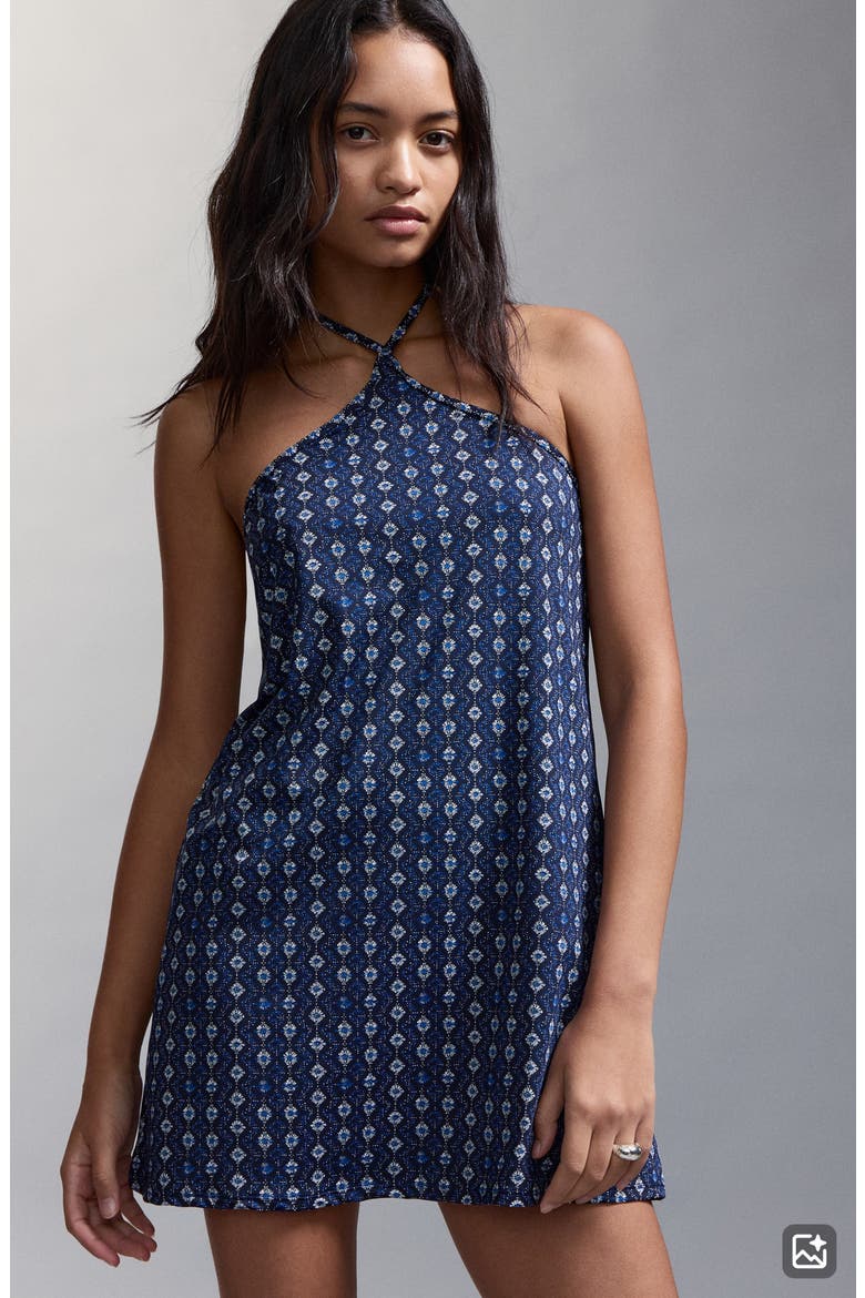 Print Halter Minidress, Alternate, color, NAVY