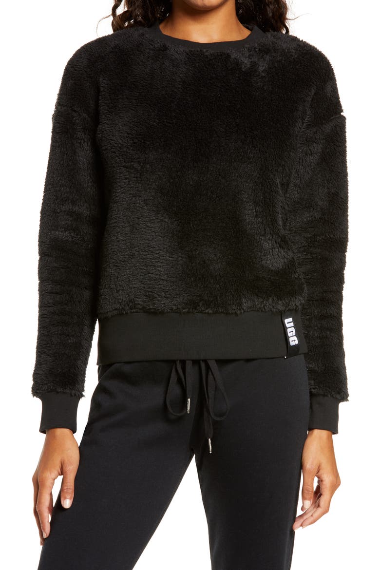 Prue Fleece Sweatshirt, Main, color, BLACK