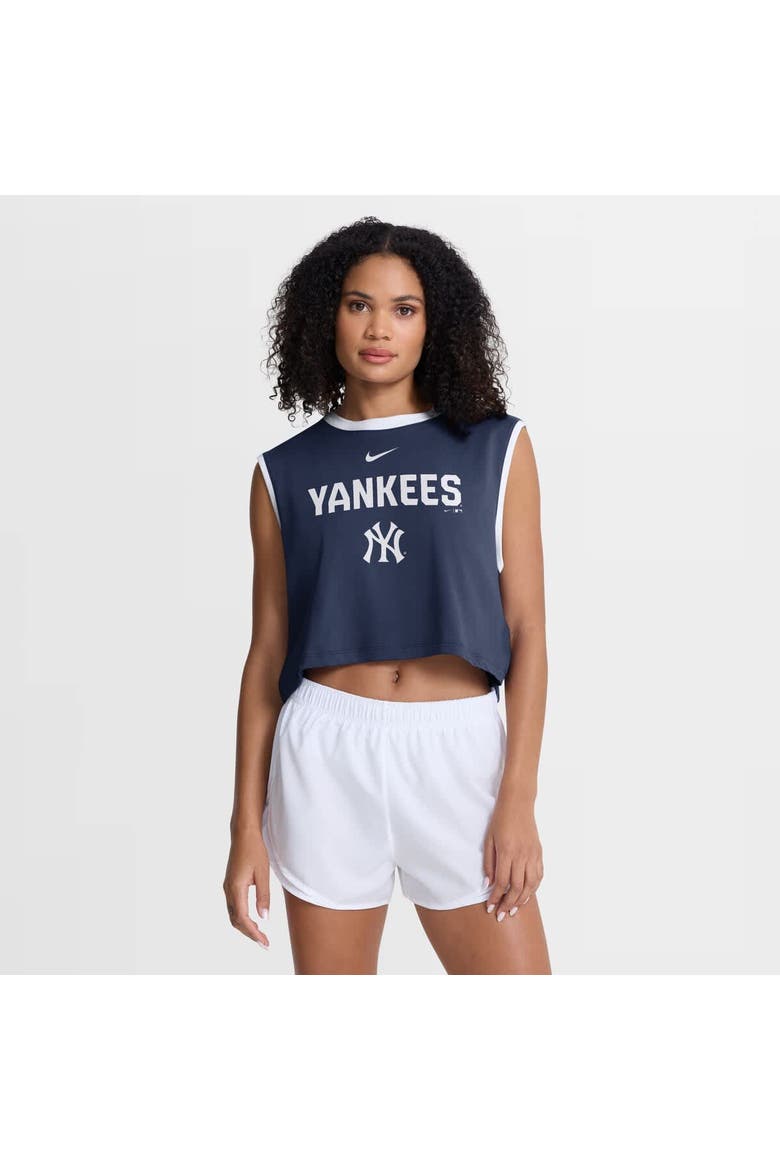Women's Nike Navy New York Yankees Primetime Loose Dri-FIT Cropped Tank Top, Main, color, Navy