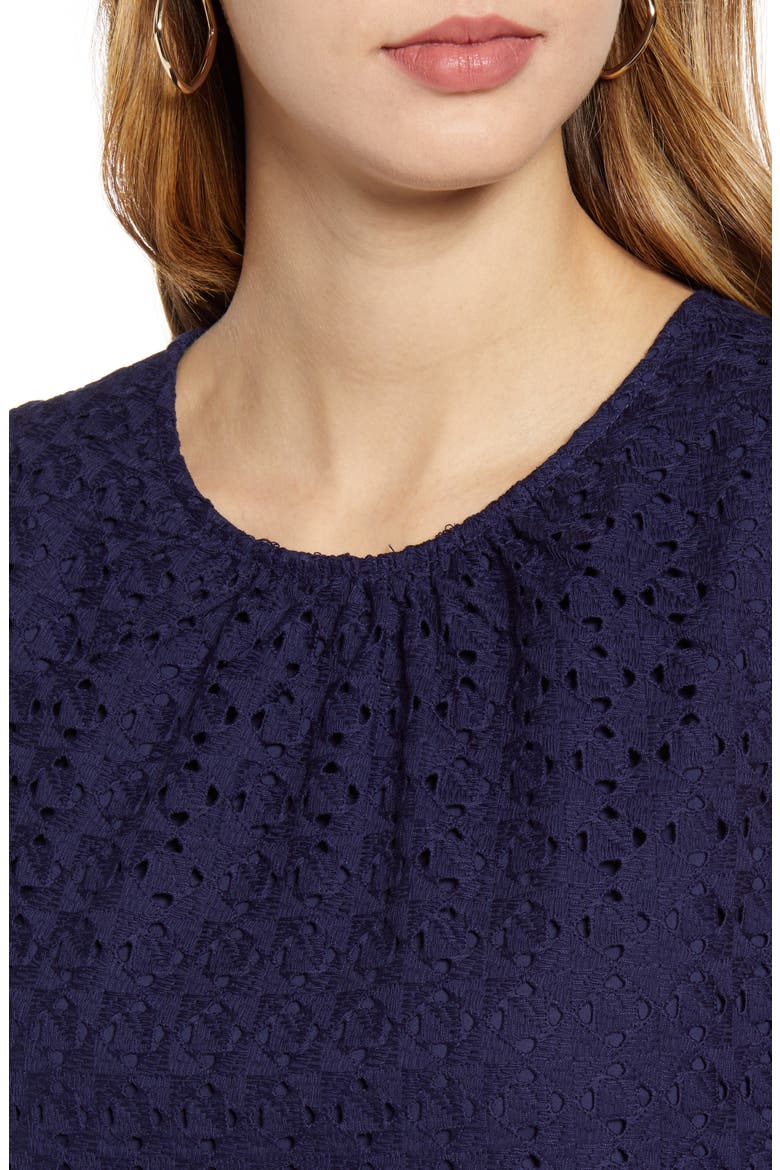 Sleeveless Eyelet Shell, Alternate, color, NAVY PEACOAT