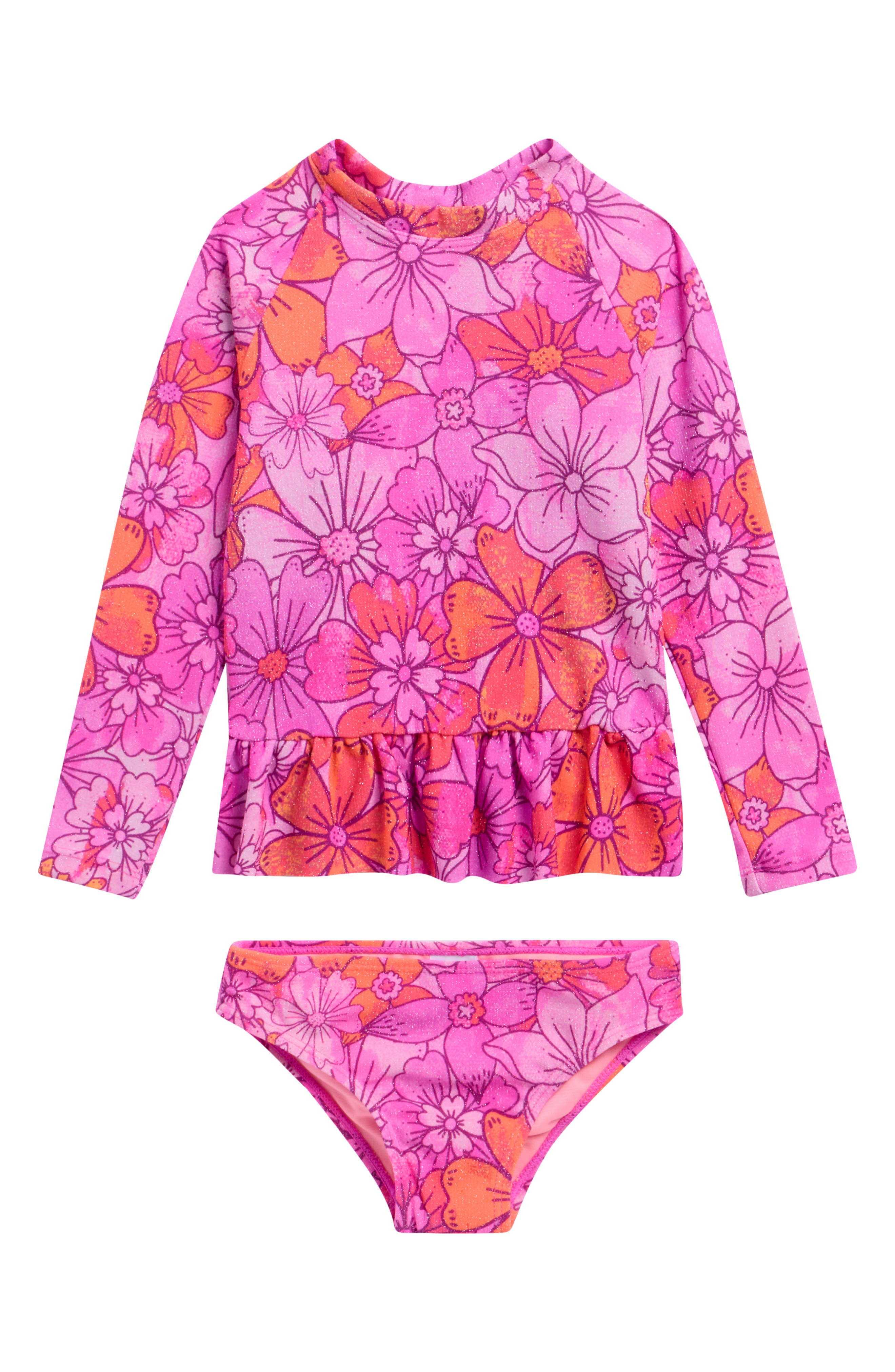 Beach Lingo Kids' Long Sleeve Two-Piece Rashguard Swimsuit