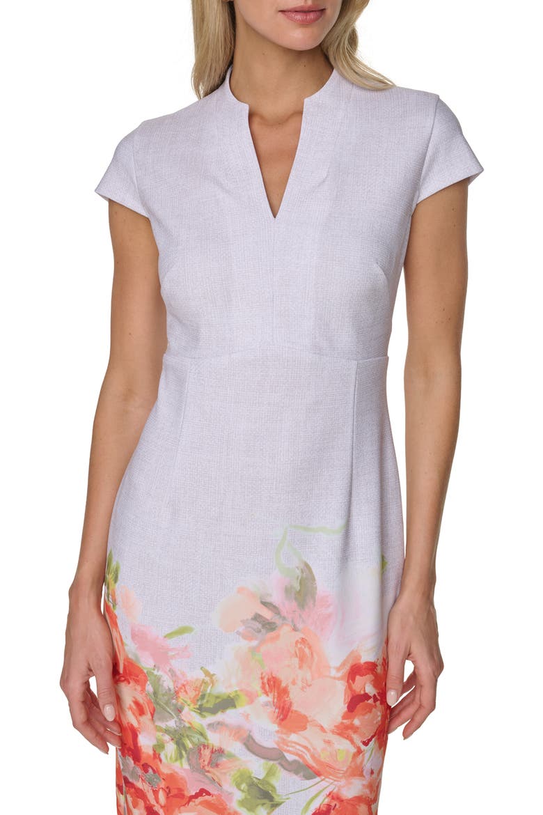 Placed Floral Print Cap Sleeve Sheath Dress, Alternate, color, STARBURST MULTI