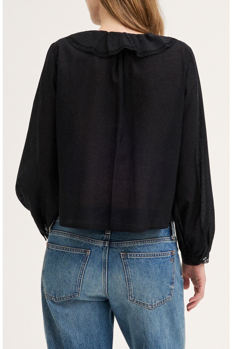 The Georgina Long Sleeve Voile Top, Alternate, color, JET BLACK