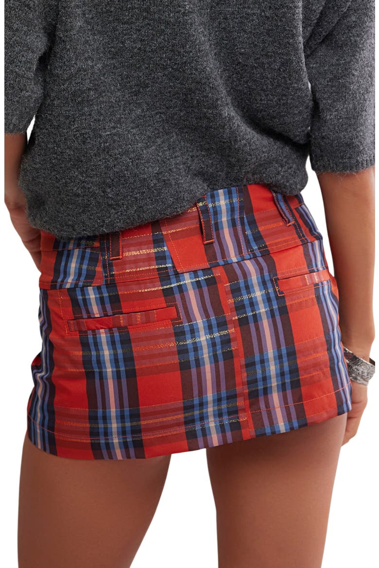 Mille Fleurs Metallic Plaid Micro Miniskirt, Alternate, color, RED SQUASH COMBO