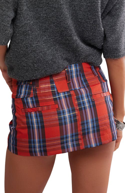 Free People Mille Fleurs Metallic Plaid Micro Miniskirt In Multi