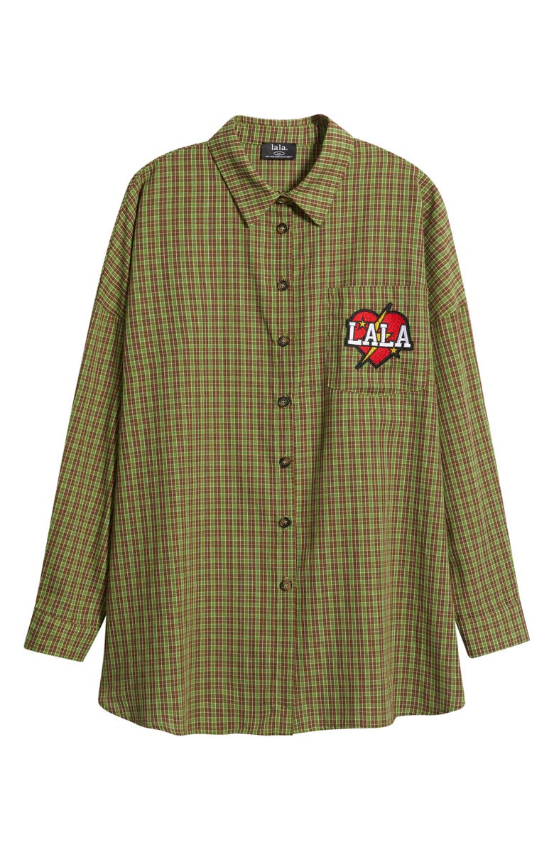 Dressed in Lala Soul Searching Cotton Button-Up Shirt, Main, color, Green Plaid