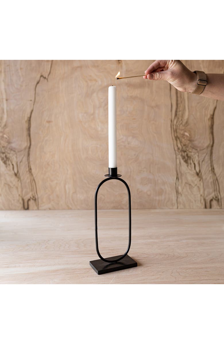 Foreside Home and Garden Tall Oval Taper Candle Holder Black Metal, Alternate, color, Black