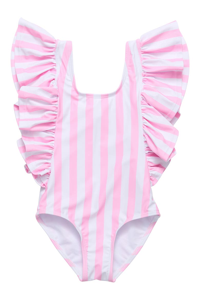 Wide Frill One-Piece Swimsuit, Main, color, PINK
