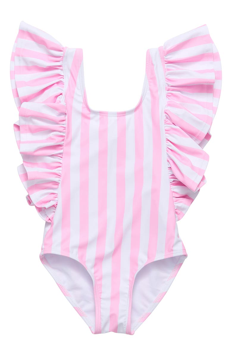 Snapper Rock Wide Frill One-Piece Swimsuit, Main, color, Pink