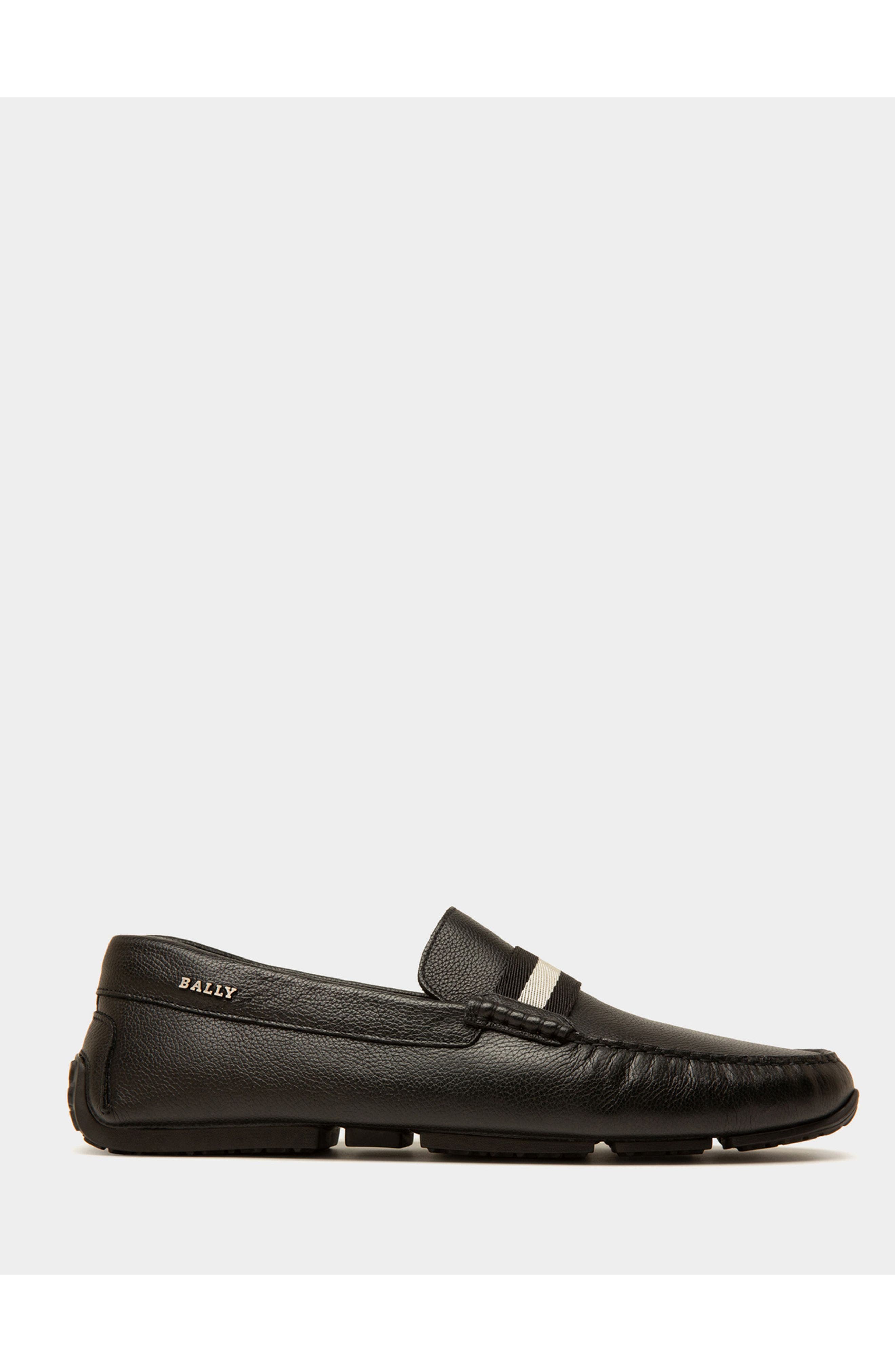 Bally Pilot Drivers In Leather And Fabric, Main, color, Black