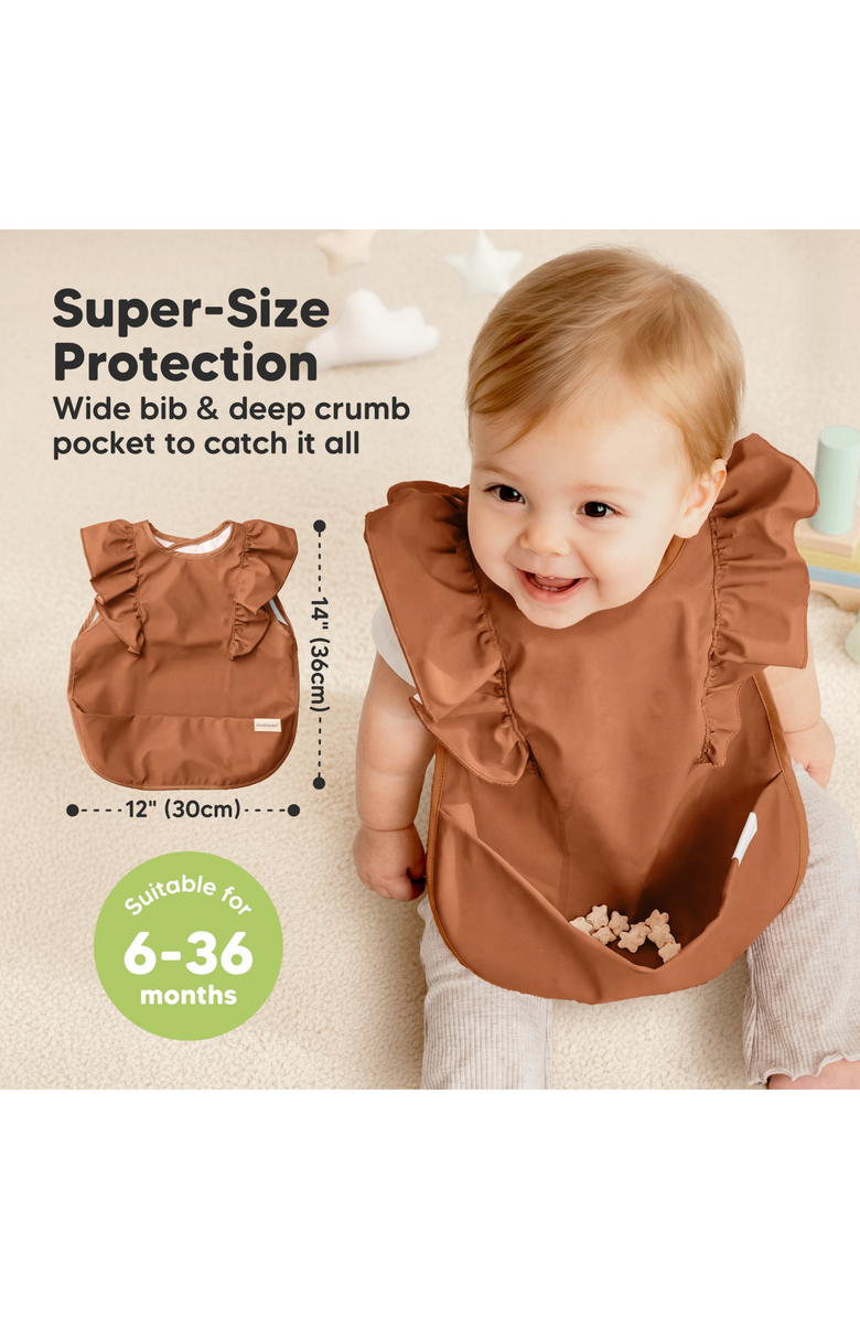 KeaBabies Fae Waterproof Bibs, Alternate, color, Frills, Terracotta