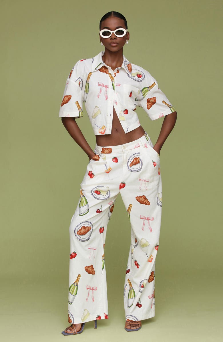 Avec Les Filles Tabletop Print Pants, Alternate, color,