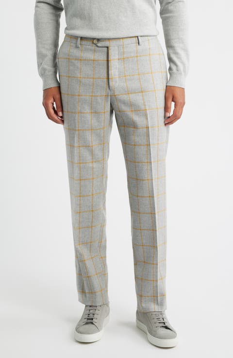 Country Windowpane Check Wool & Cashmere Dress Pants