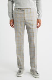 Berle Country Windowpane Check Wool & Cashmere Dress Pants