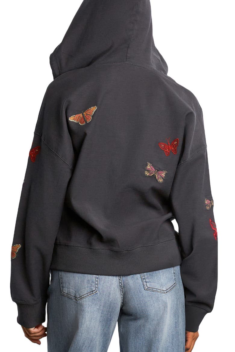 Butterfly Front Zip Hoodie, Alternate, color, GREY ROCK